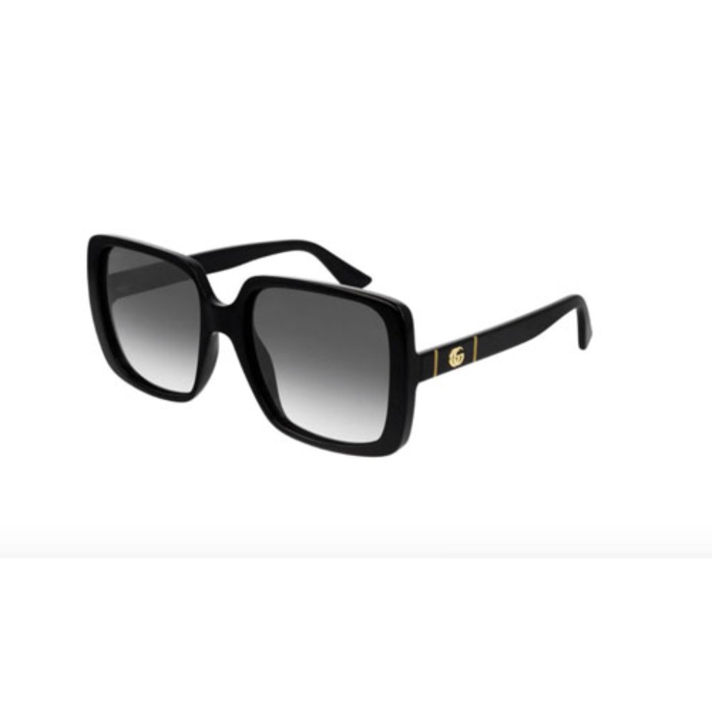 Gucci Lines Gg0632s 001 56-20-145mm Black Oversized Square Sunglasses
